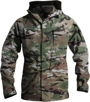 Snoly Men's M65 Outdoor Field Coat Field Jacket Military Trucker Cargo Jacket Coats With Hood Tactical Windbreaker