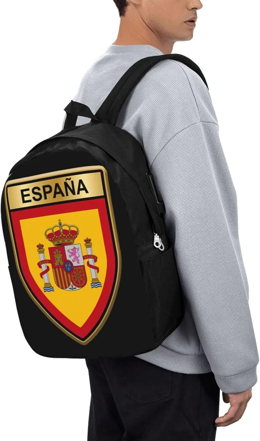 Spain Spanish Espana Flags Laptop Backpacks Travel Backpack Casual Business Daypack Sport Rucksack Computer Bag Fits up to 17 Inch Notebook with USB Port