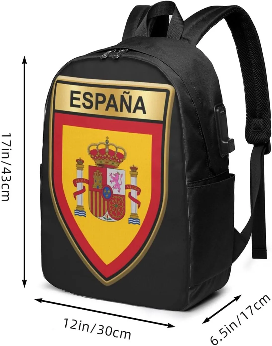 Spain Spanish Espana Flags Laptop Backpacks Travel Backpack Casual Business Daypack Sport Rucksack Computer Bag Fits up to 17 Inch Notebook with USB Port
