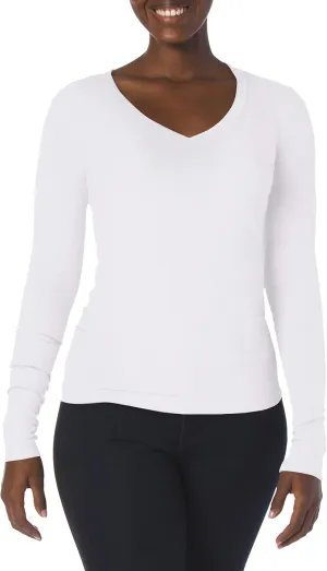 Splendid Women's 2x1 Rib Long Sleeve V-Neck T-Shirt