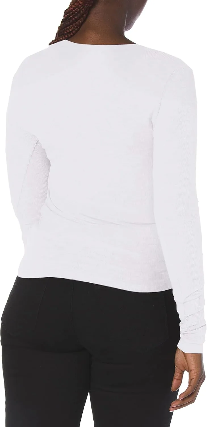 Splendid Women's 2x1 Rib Long Sleeve V-Neck T-Shirt
