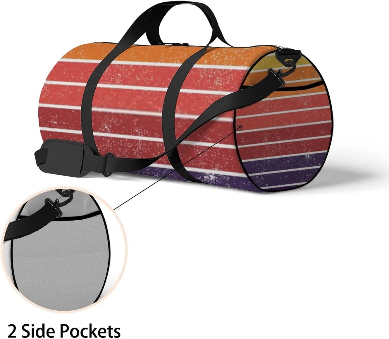Sports Gym Bag for Women and Men Waterproof Vintage Retro Striped Sunset Graphics Duffel Bag Lightweight Carryon Traveling Boarding Gripsack