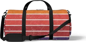 Sports Gym Bag for Women and Men Waterproof Vintage Retro Striped Sunset Graphics Duffel Bag Lightweight Carryon Traveling Boarding Gripsack