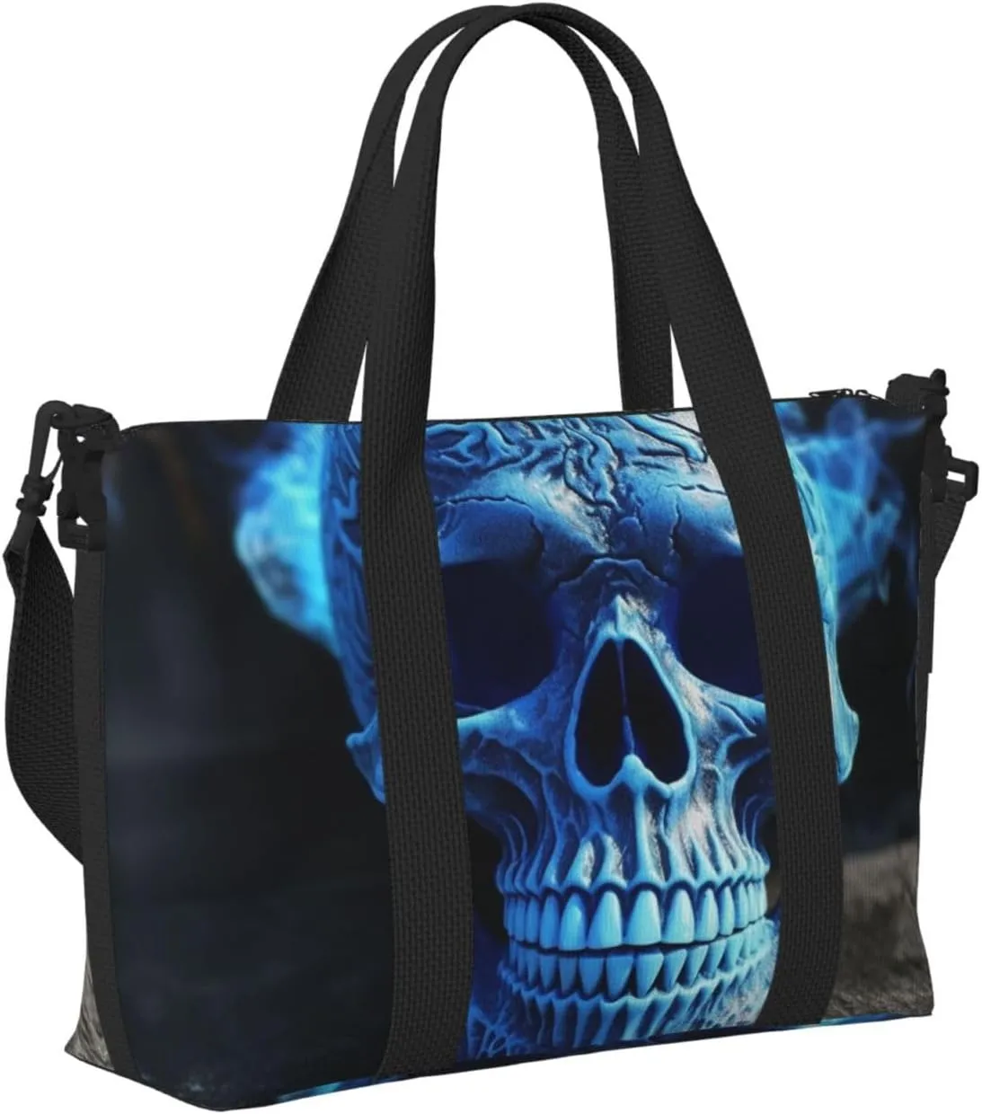 Sports Gym Bag for Women Men Travel Duffel Bag Tote 3D Print Blue skull Weekender Bag Canvas Carry on Overnight Bag for Travel Swimming Fitness Workout Sports Duffle Bag