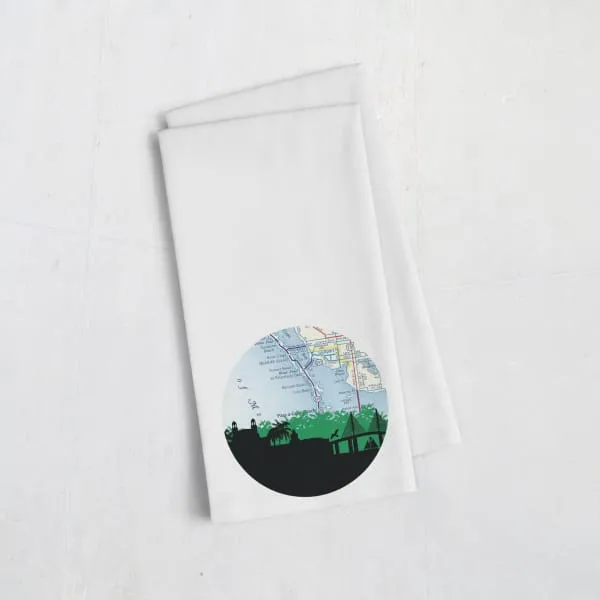 St Pete Beach, Florida city skyline with vintage St Pete Beach map