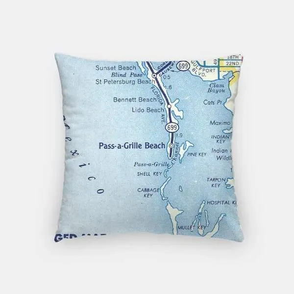St Pete Beach, Florida city skyline with vintage St Pete Beach map