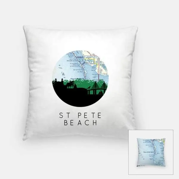 St Pete Beach, Florida city skyline with vintage St Pete Beach map