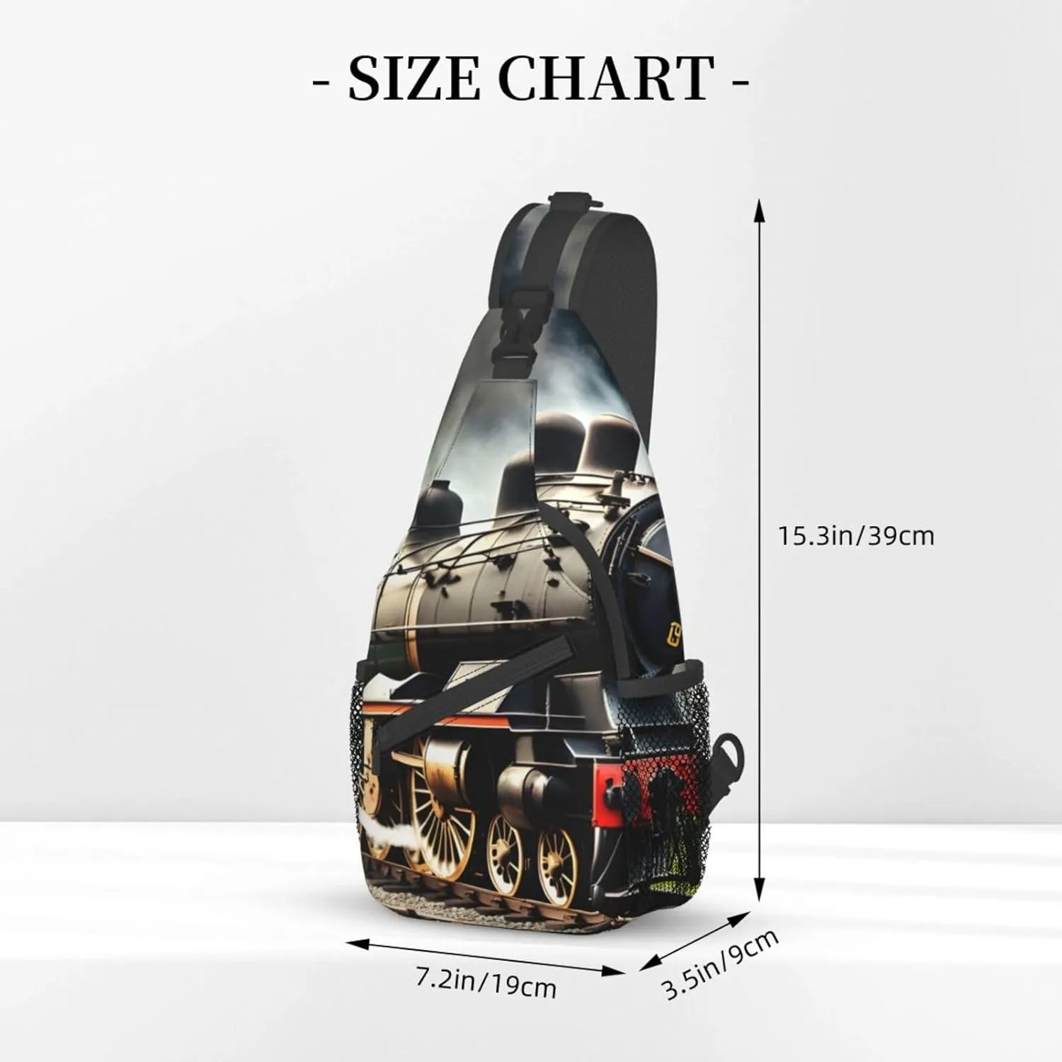 Steam Locomotive Train Unisex Casual Diagonal Chest Bag,Multipurpose Crossbody Shoulder Bag Travel Hiking Daypack