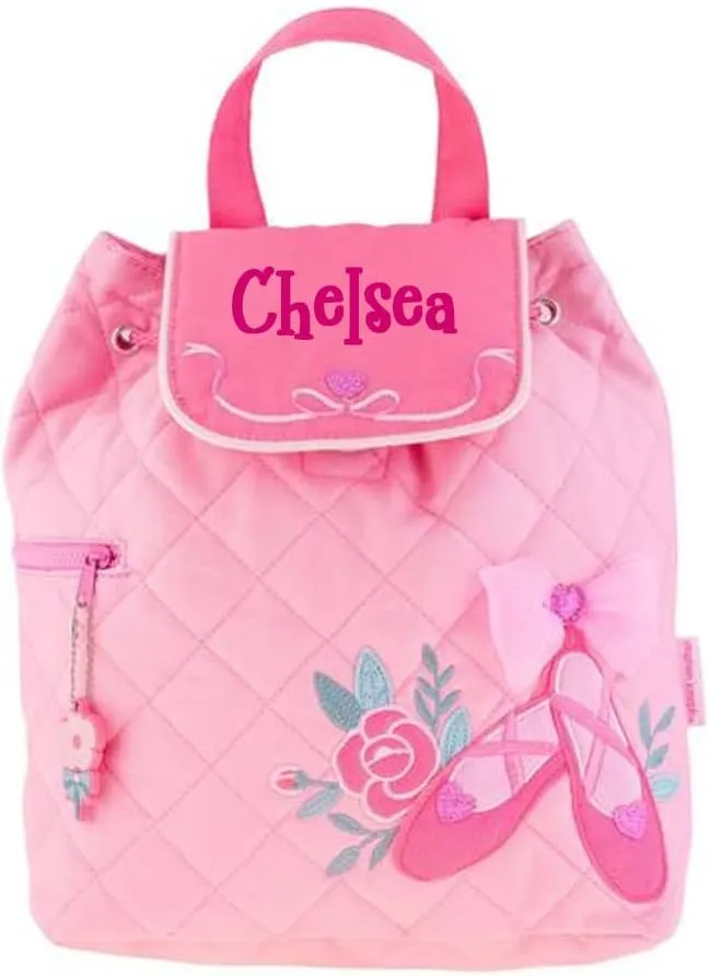 Stephen Joseph Kids Day Bag - Personalized Shoulder Bag - Ballet Shoes Quilted Tote - Back to School Travel Organizing Bag with Custom Name