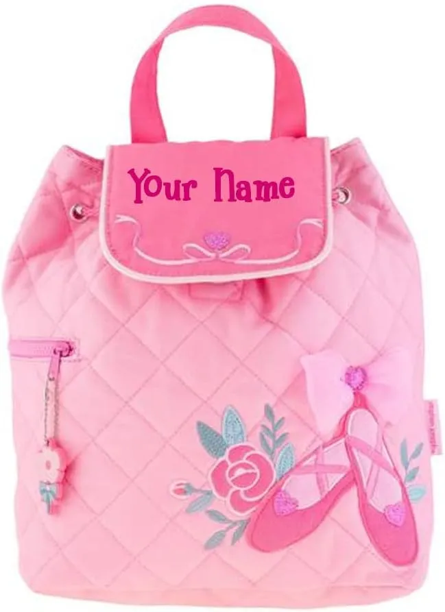 Stephen Joseph Kids Day Bag - Personalized Shoulder Bag - Ballet Shoes Quilted Tote - Back to School Travel Organizing Bag with Custom Name