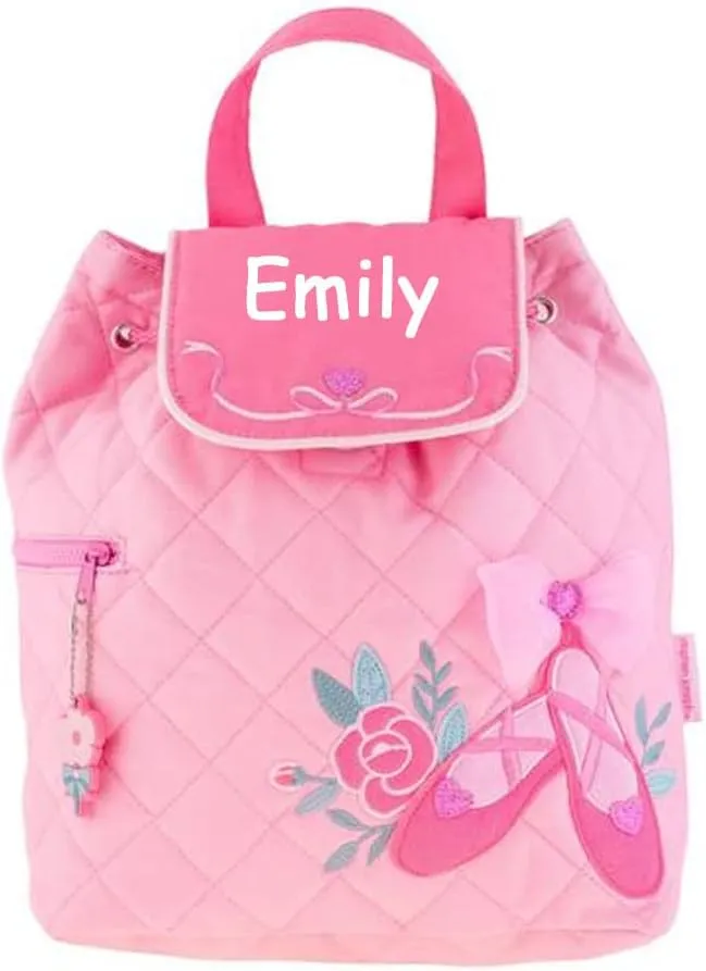 Stephen Joseph Kids Day Bag - Personalized Shoulder Bag - Ballet Shoes Quilted Tote - Back to School Travel Organizing Bag with Custom Name