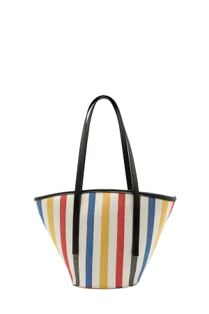 Striped Canvas Tote Bag - Multi-Coloured