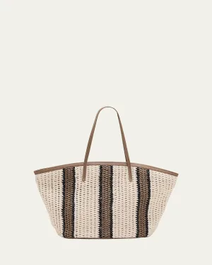 Striped Crochet Tote Bag