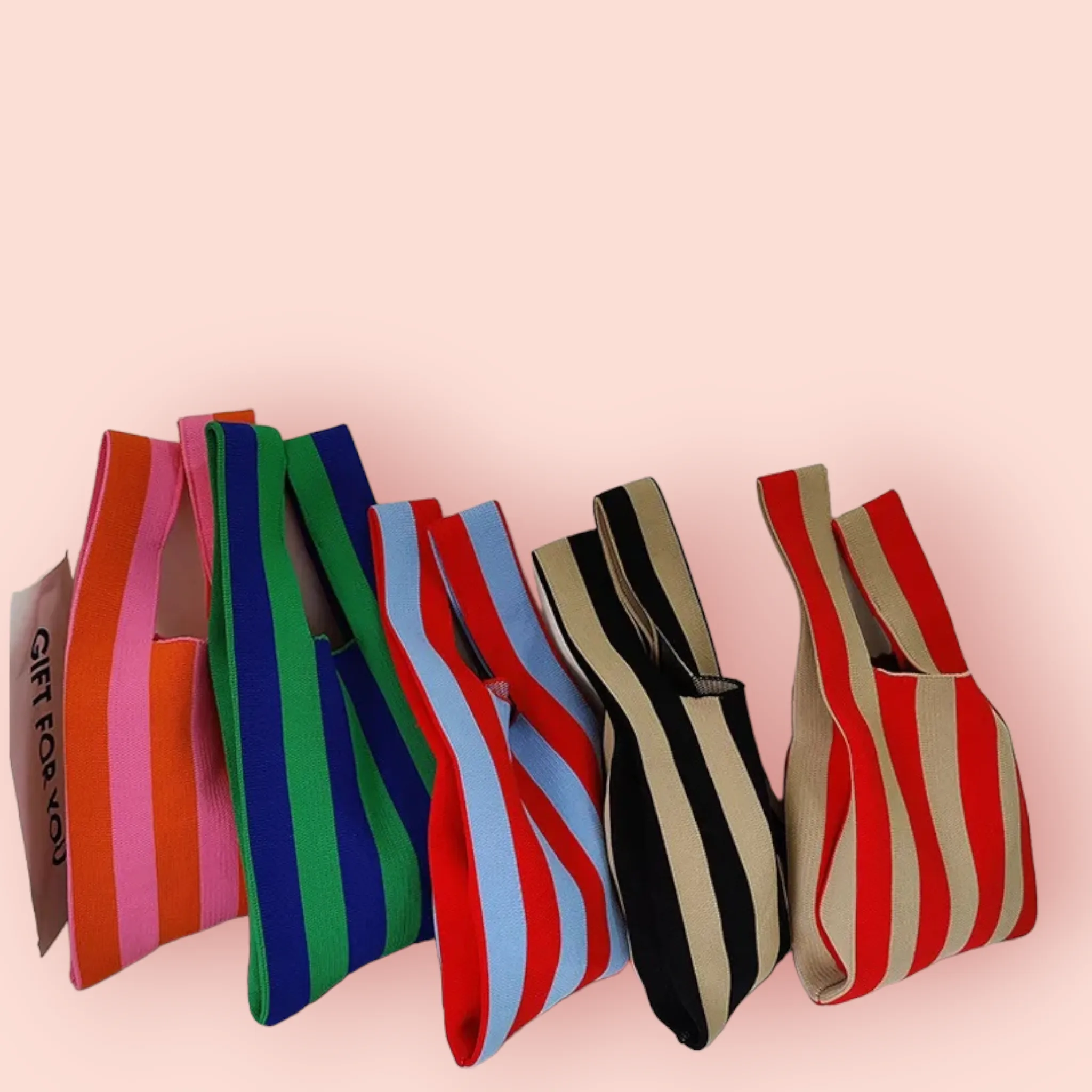 Striped Knitted Tote Bags