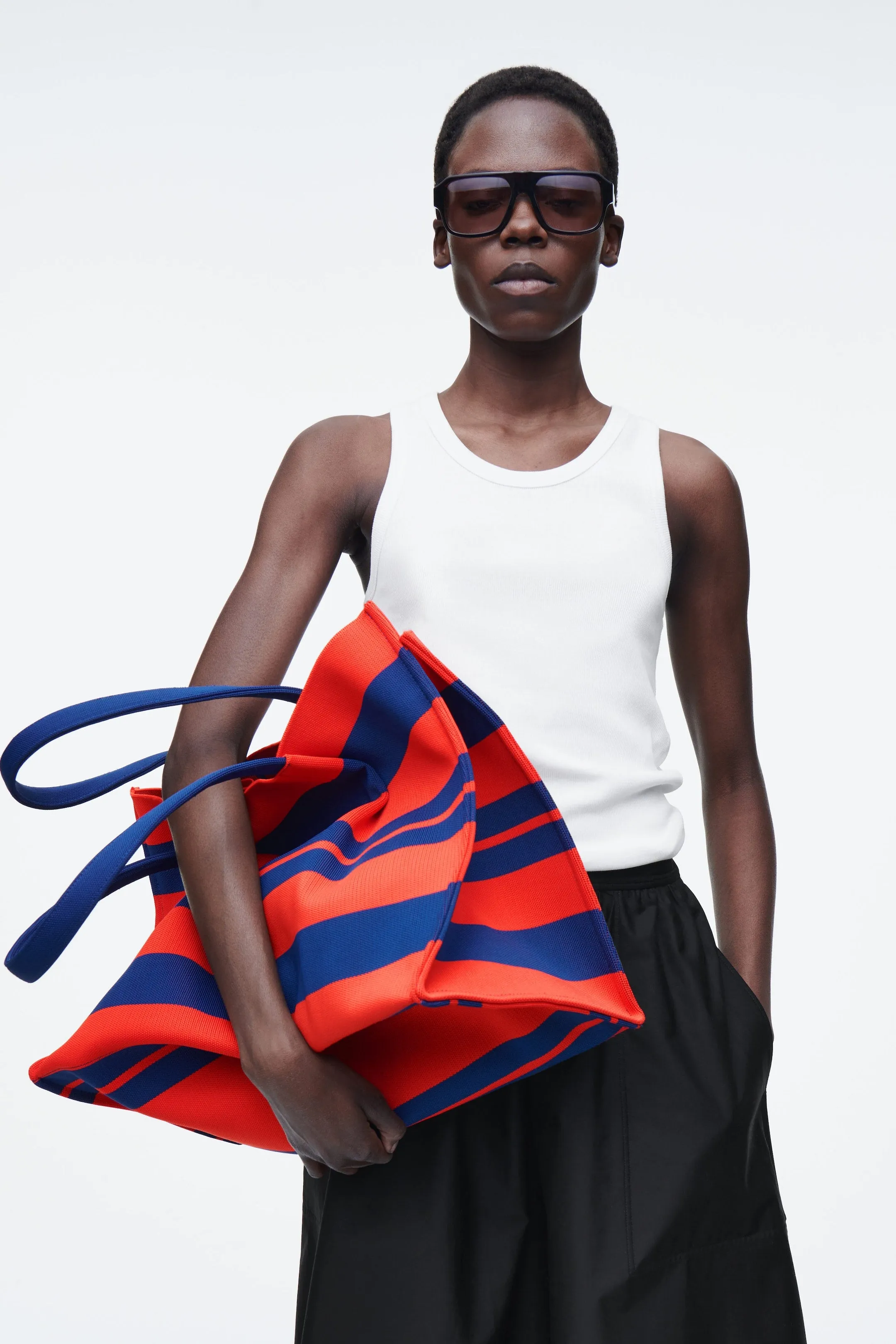 Striped market tote bag