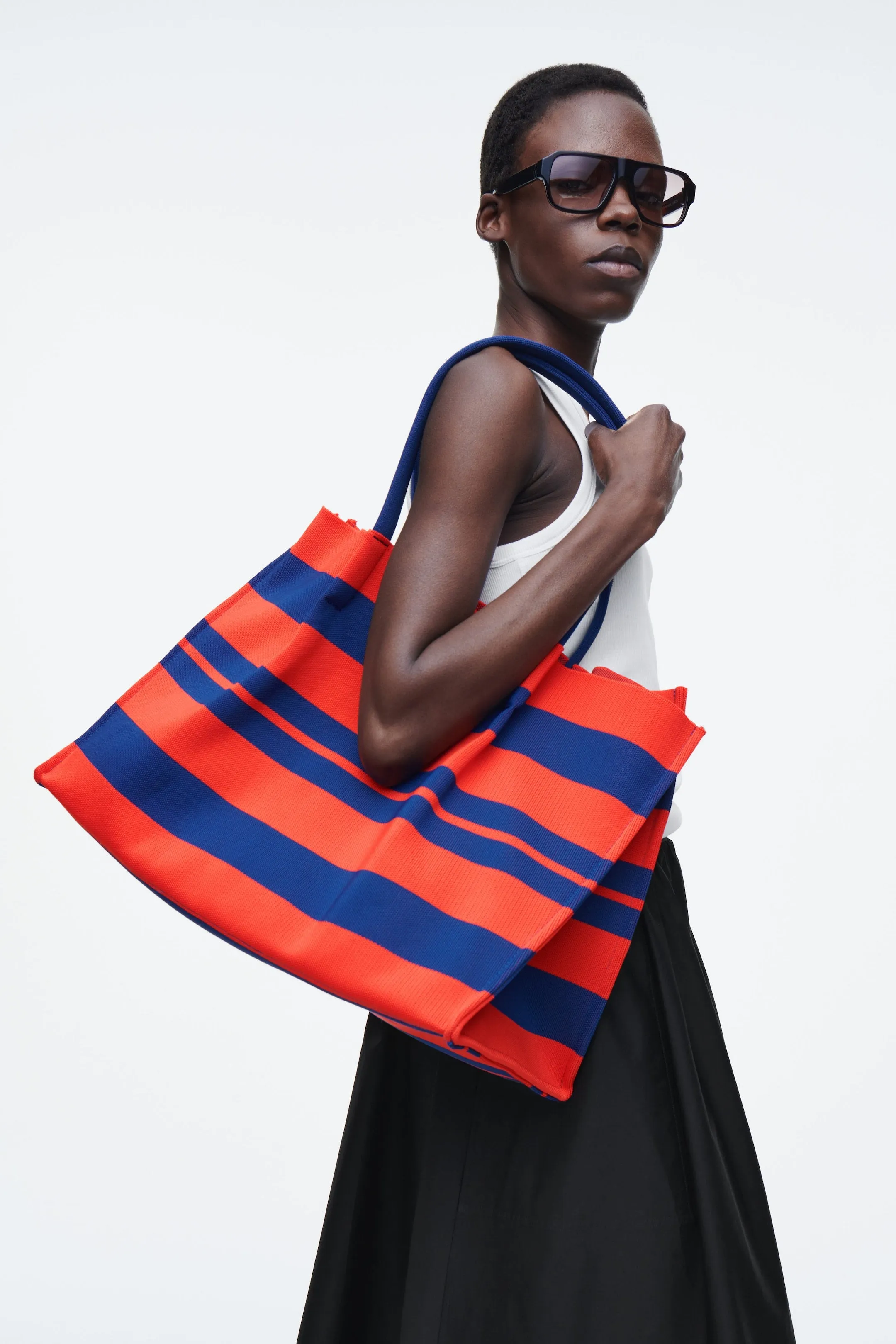 Striped market tote bag