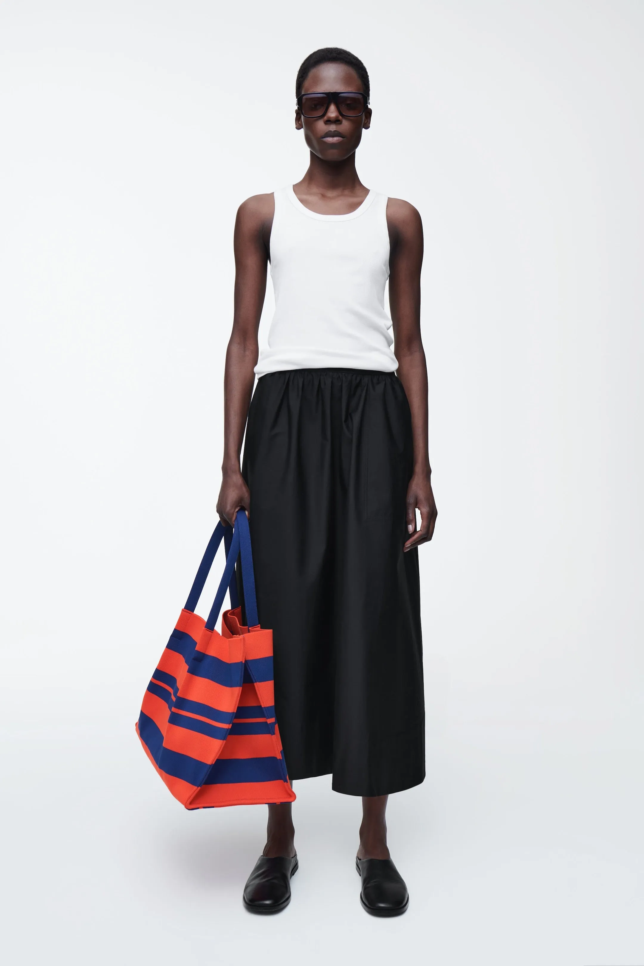 Striped market tote bag