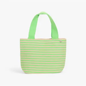 Striped oval tote | Neon green