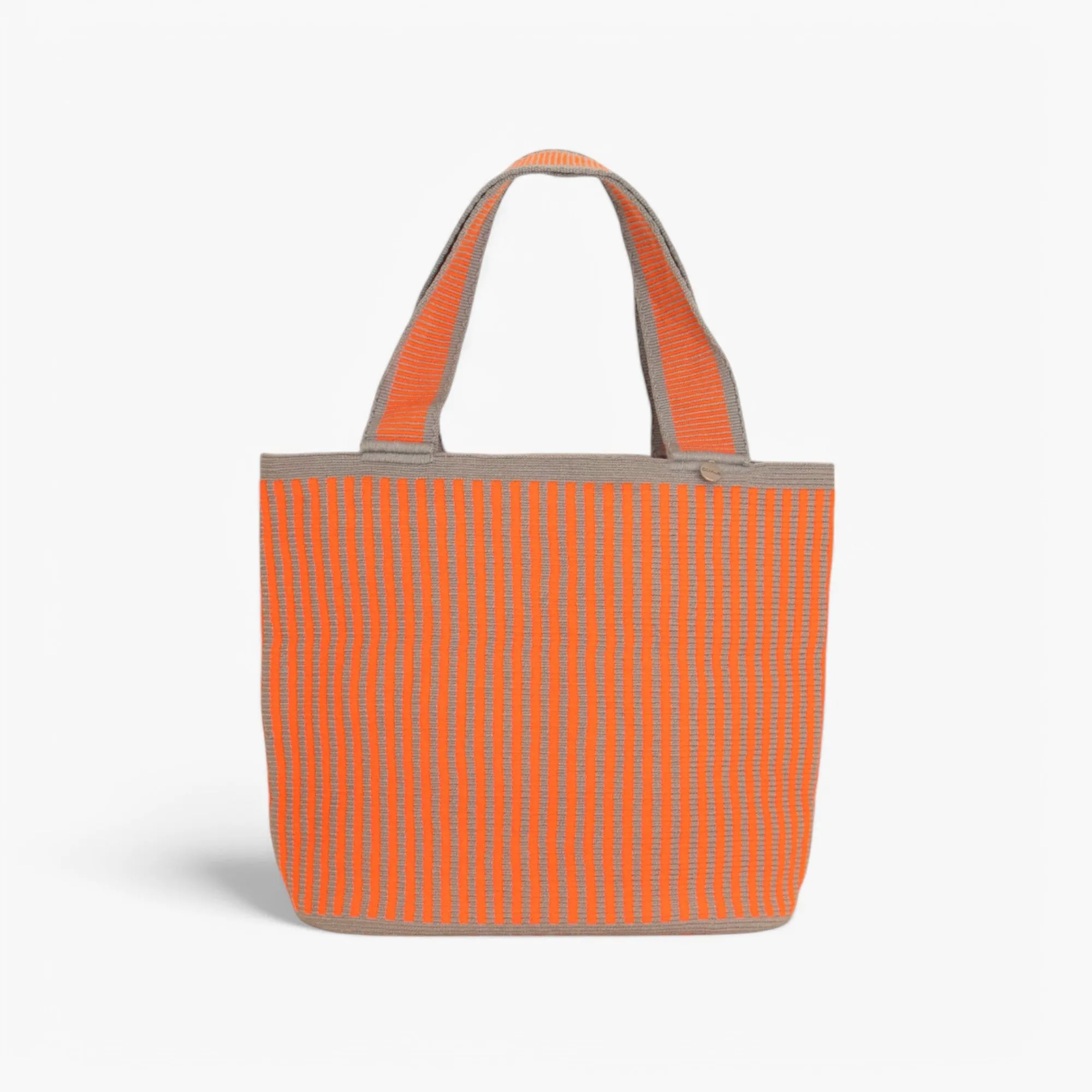 Striped oval tote | Tangerine