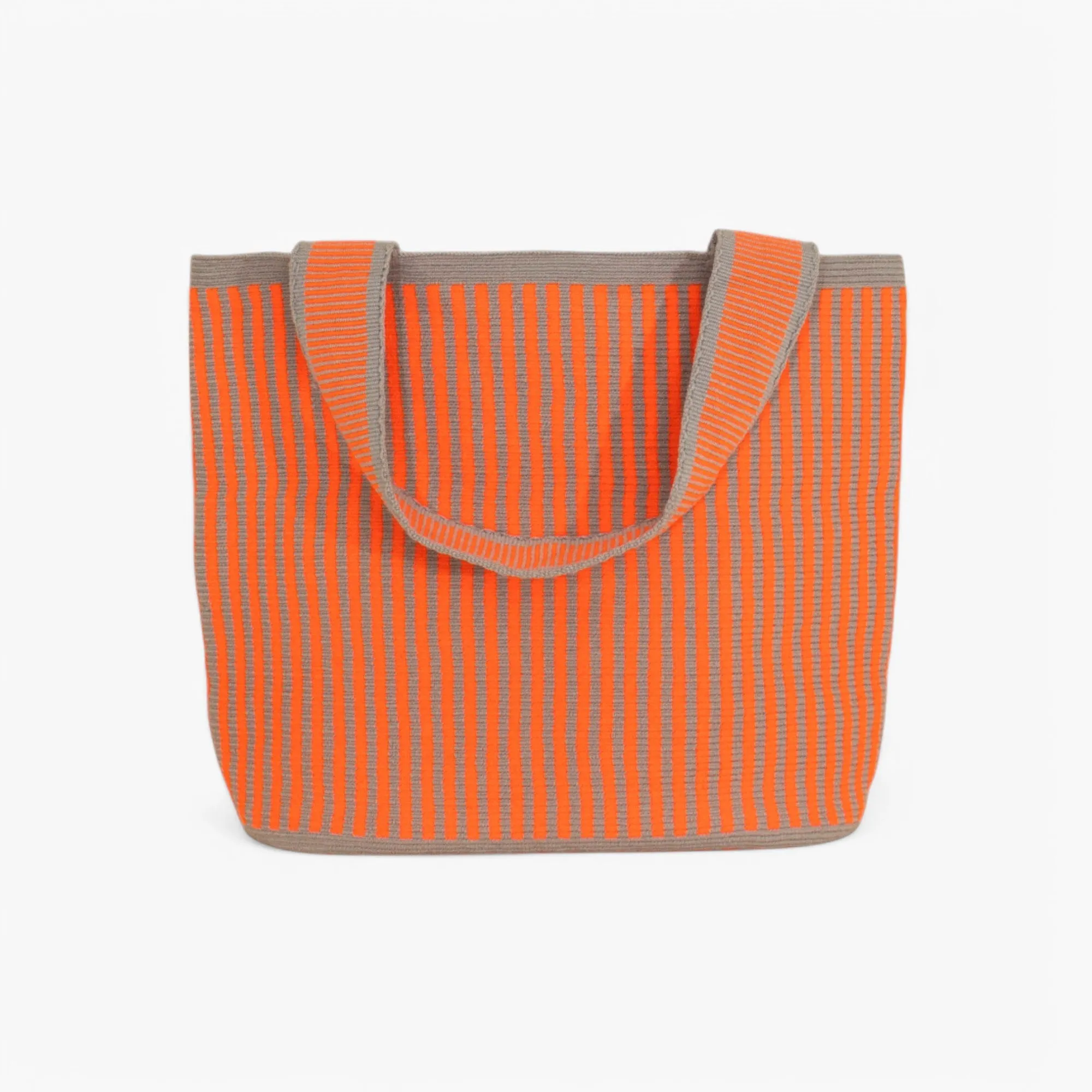 Striped oval tote | Tangerine