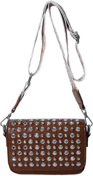 Studded Purse,Y2k Shoulder Bag Gothic Crossbody Bag 90s Punk Trendy Women's Small Handbag 2000s Leather Chain Bag