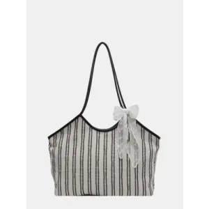 Stylish Striped Canvas Tote Bag