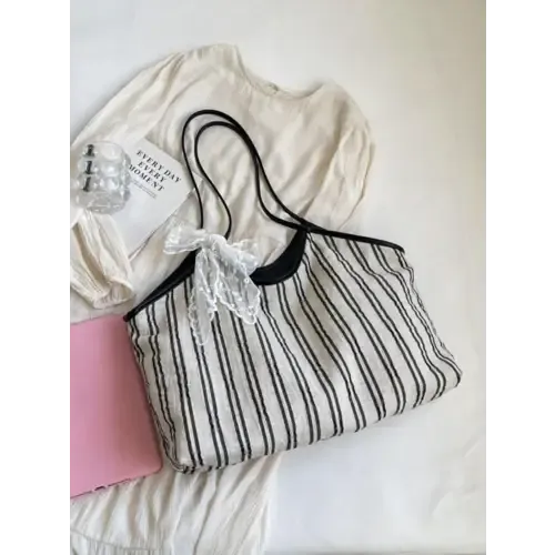 Stylish Striped Canvas Tote Bag