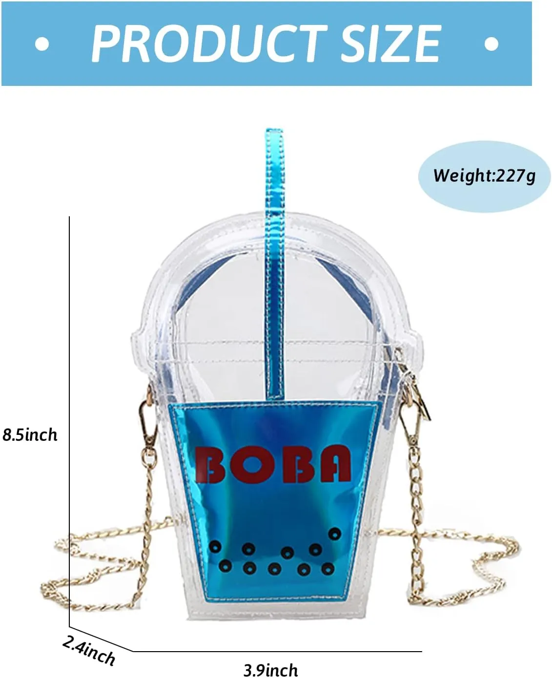 SUKUTU Women's Girls Boba Tea Summer Beach Clear Transparent Cross Body Shoulder Purses
