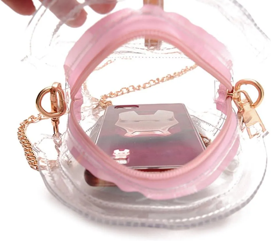 SUKUTU Women's Girls Boba Tea Summer Beach Clear Transparent Cross Body Shoulder Purses
