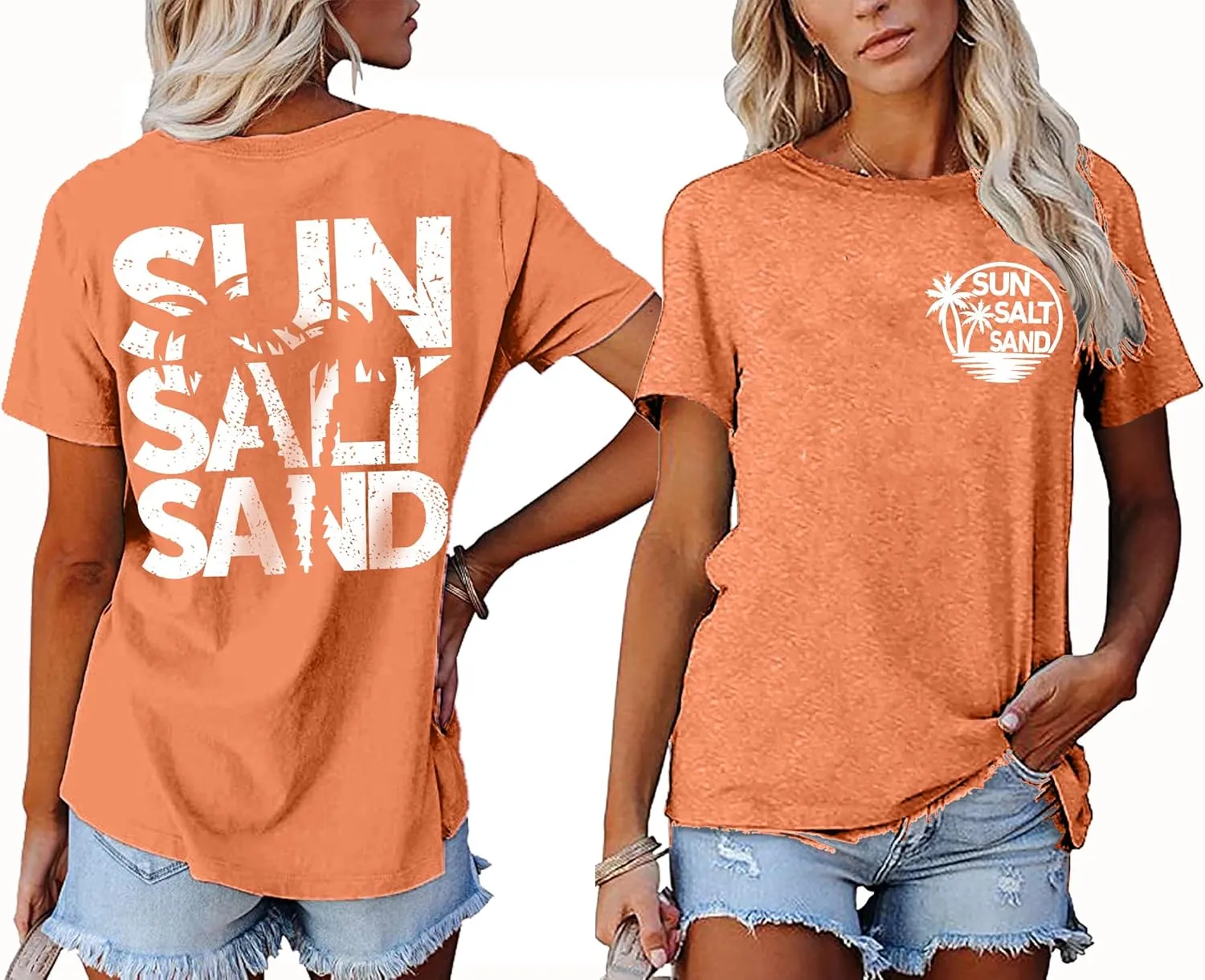 Summer T Shirt for Women Wave Coconut Tree Graphic Short Sleeve Casual Vacation Trip Tee Top