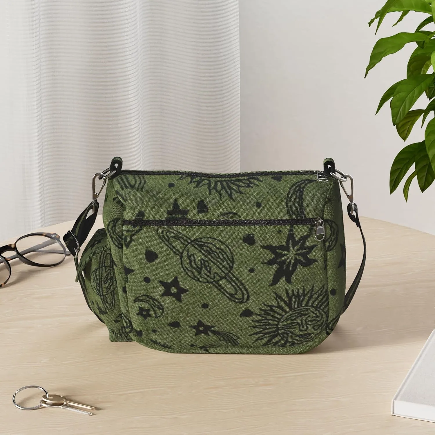 Sun Moon Stars and Planets Celestial Hippie Boho Crossbody Single Shoulder Bag