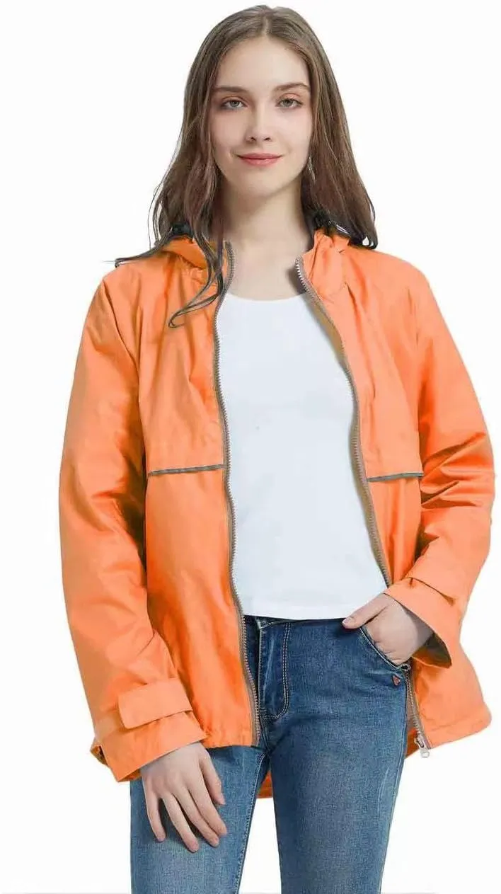 SUNDAY ROSE Women Rain Jacket Lightweight Waterproof Raincoat Hooded Windbreaker