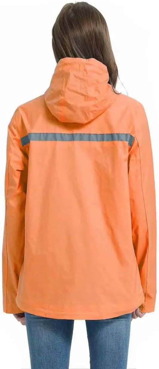 SUNDAY ROSE Women Rain Jacket Lightweight Waterproof Raincoat Hooded Windbreaker