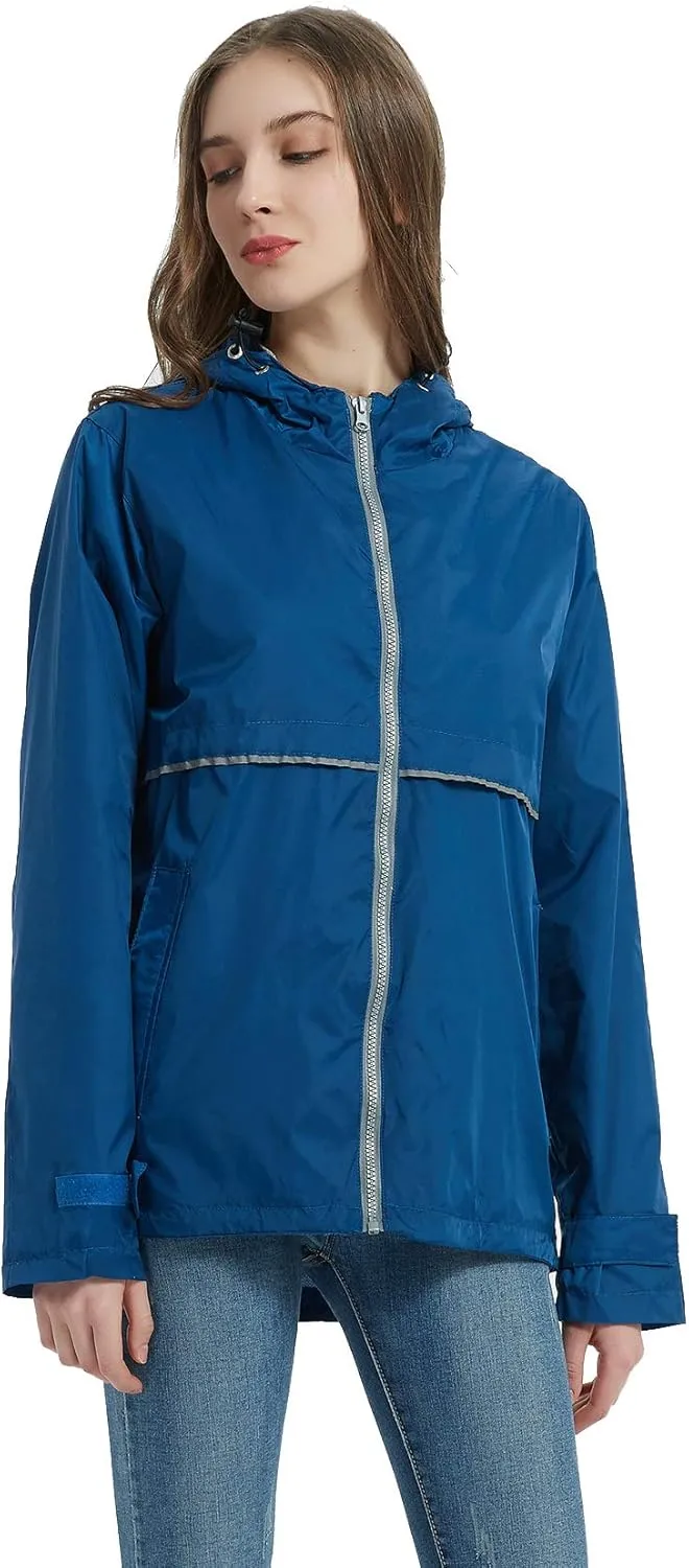 SUNDAY ROSE Women Rain Jacket Lightweight Waterproof Raincoat Hooded Windbreaker