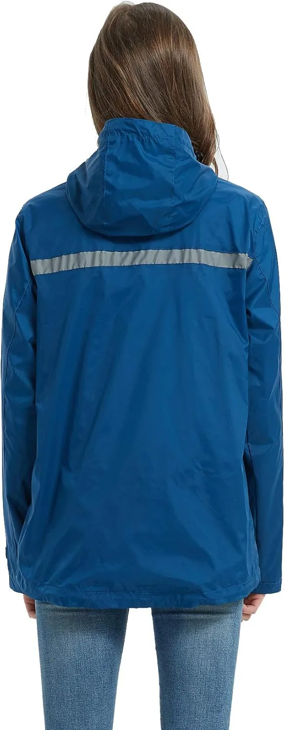 SUNDAY ROSE Women Rain Jacket Lightweight Waterproof Raincoat Hooded Windbreaker