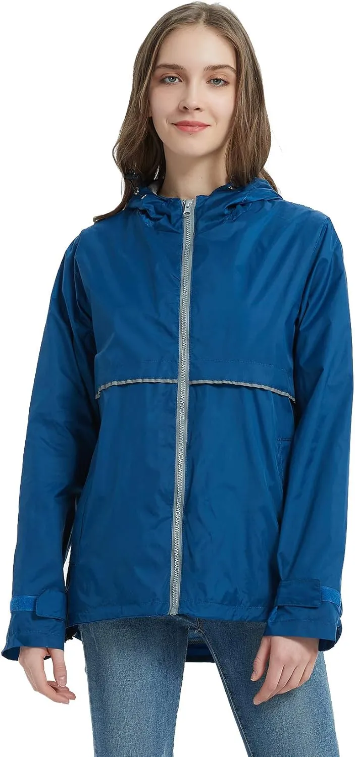 SUNDAY ROSE Women Rain Jacket Lightweight Waterproof Raincoat Hooded Windbreaker