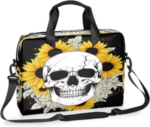 Sunflower Sugar Skull Laptop Bag Carrying Case 15.6 Inch Laptop Briefcase Messenger Shoulder Bag for Tablet Computer Bag for Travle Business Men Women