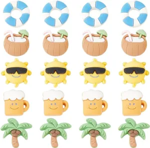 SUNNYCLUE 60Pcs Summer Resin Charms Beach Flat Back Charms Ocean Hawaii Cabochons Beach Flatbacks Charms Flatback Cabochons for Embellishments Headband Scrapbooking Cellphone Case DIY Craft Decor