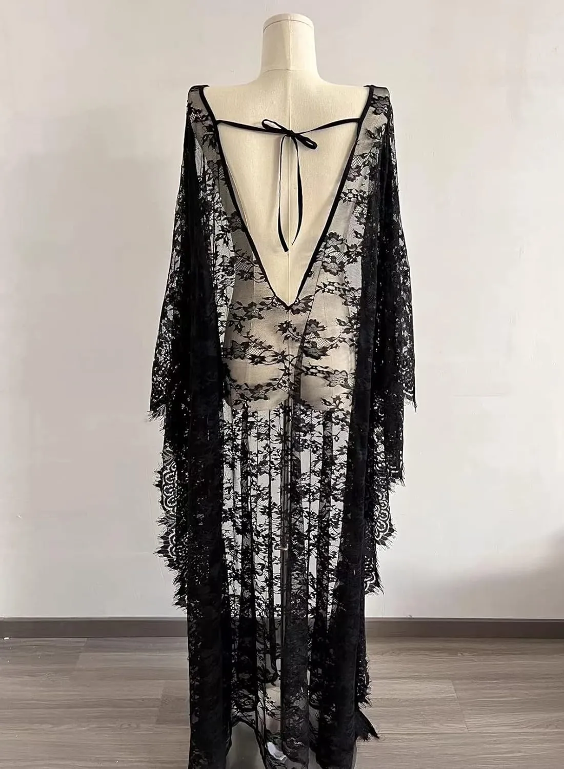 Swimsuit Cover Up Women Plus Size Sheer See Through Sexy lace Kimono