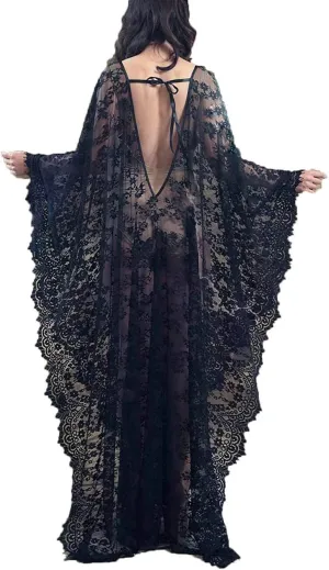 Swimsuit Cover Up Women Plus Size Sheer See Through Sexy lace Kimono