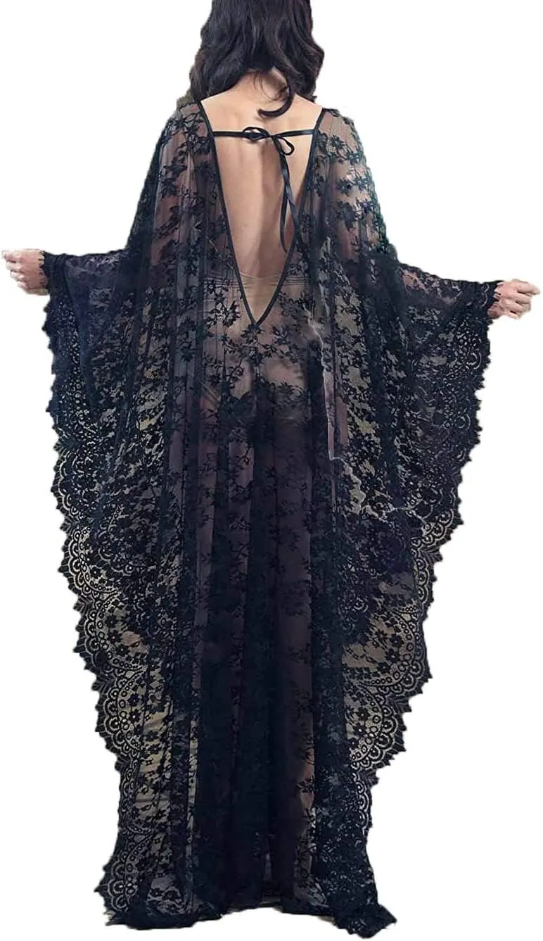 Swimsuit Cover Up Women Plus Size Sheer See Through Sexy lace Kimono