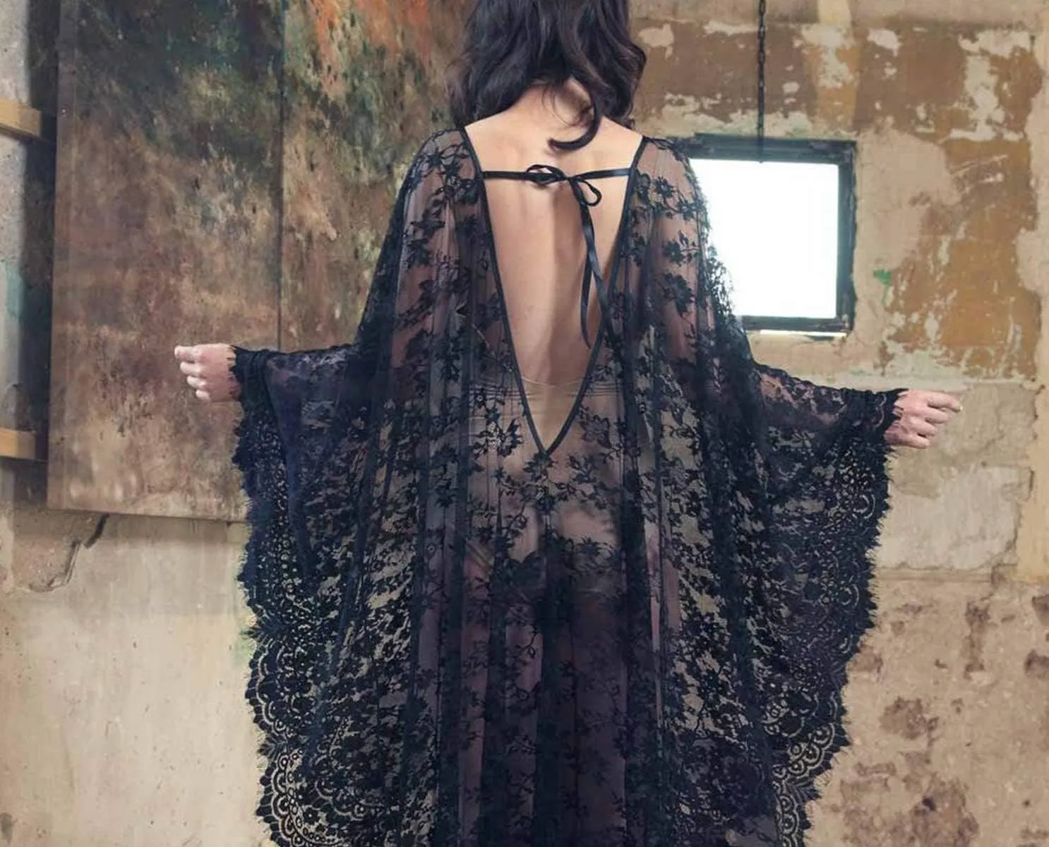 Swimsuit Cover Up Women Plus Size Sheer See Through Sexy lace Kimono