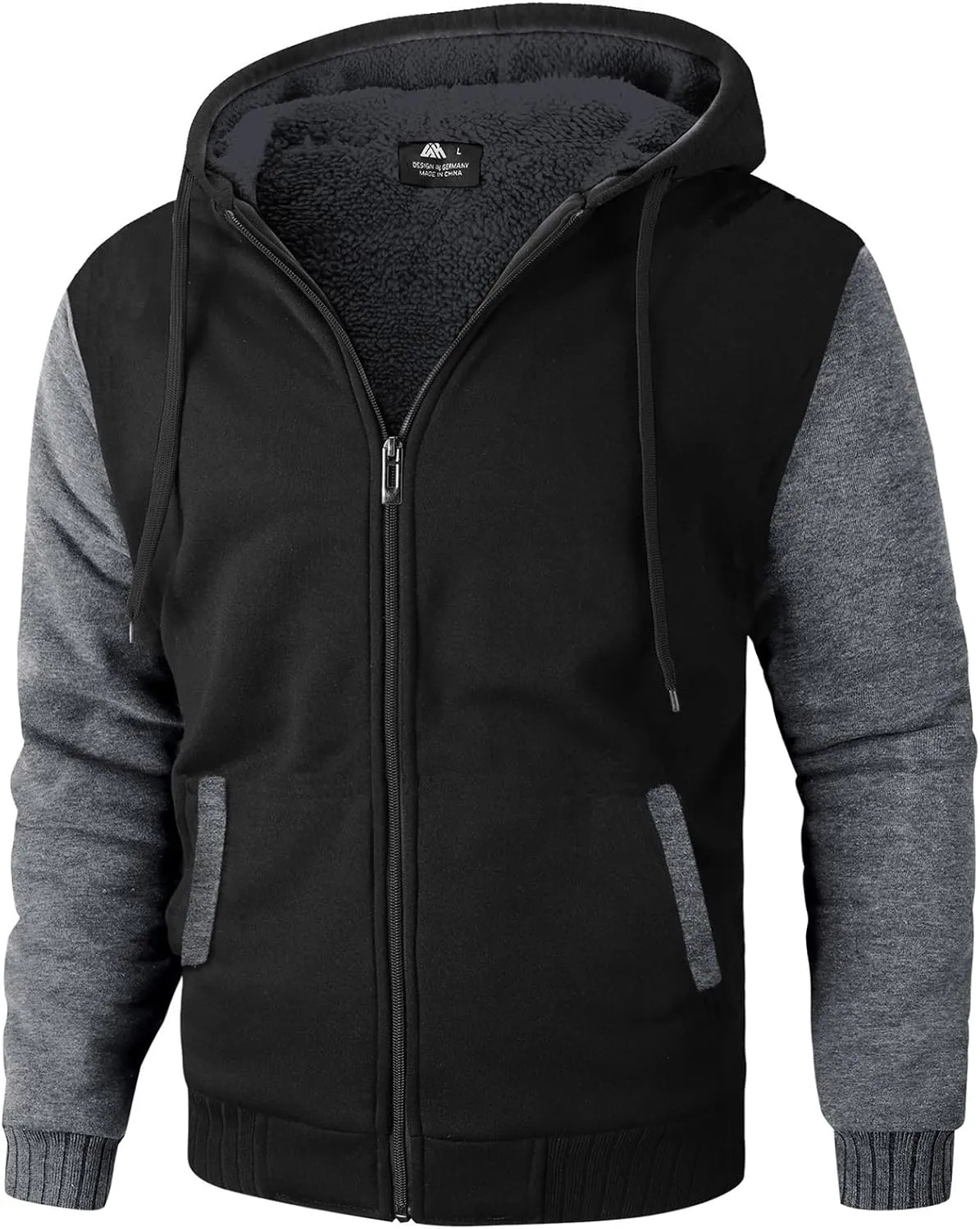 SWISSWELL Men Zip Up Hoodies Sherpa Lined Jacket Heavyweight Fleece Sweatshirt Winter Warm Hooded Coat