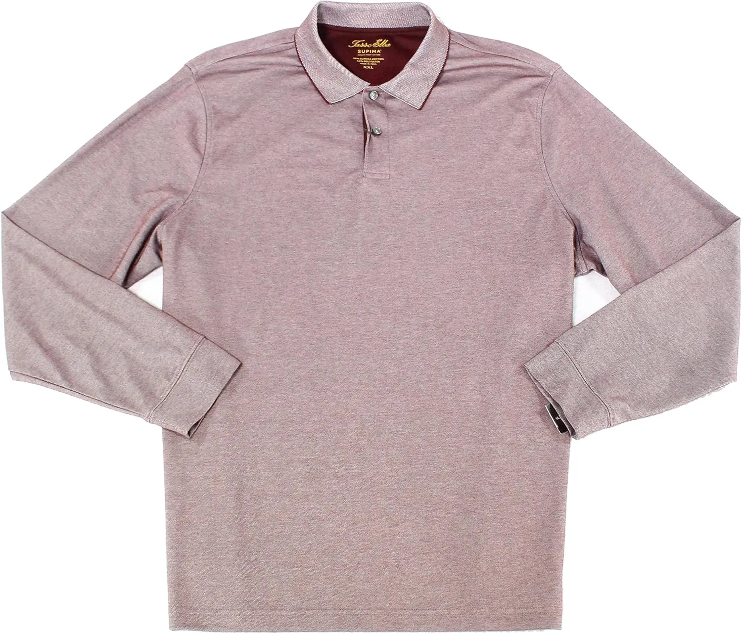 Tasso Elba Mens Point Collar Long-Sleeves Polo Shirt Purple XXL