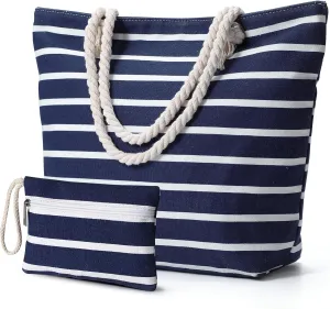 Tavaleu Beach Bags for Women - Large Beach Bag with Zipper Waterproof Sandproof, Swim Pool Tote Bag Vacation