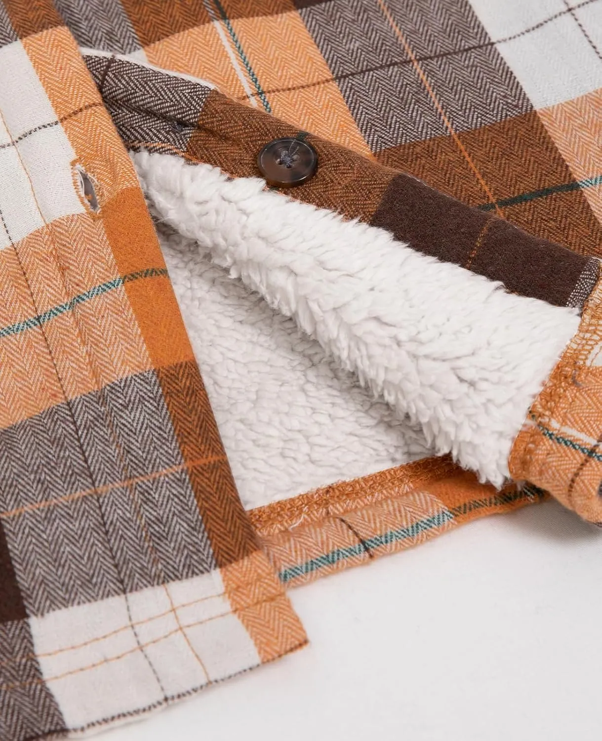 ThCreasa Womens Sherpa Lined Flannel Jacket with Hand Pockets, Plaid Button Down Fuzzy Shirt Jackets