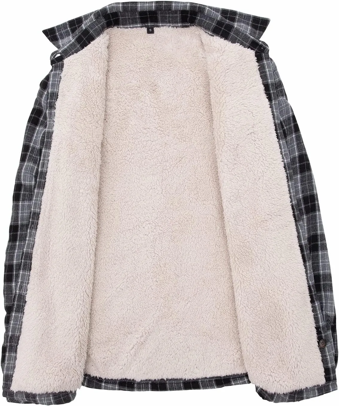 ThCreasa Womens Sherpa Lined Flannel Jacket with Hand Pockets, Plaid Button Down Fuzzy Shirt Jackets