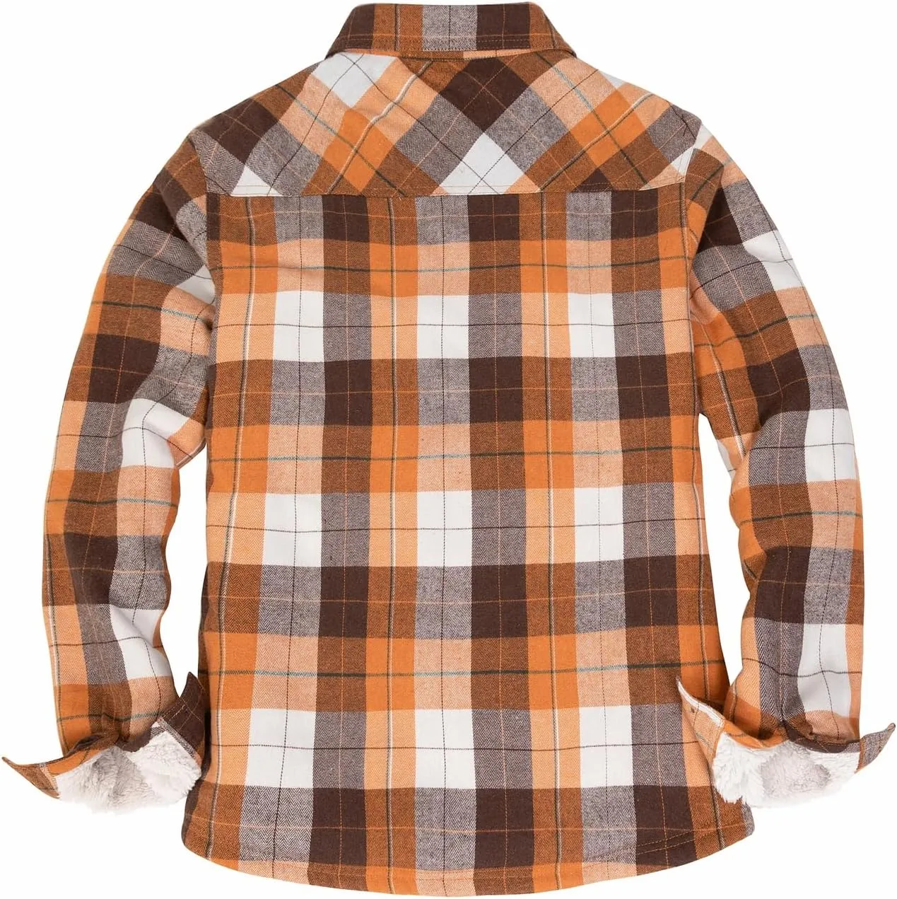 ThCreasa Womens Sherpa Lined Flannel Jacket with Hand Pockets, Plaid Button Down Fuzzy Shirt Jackets