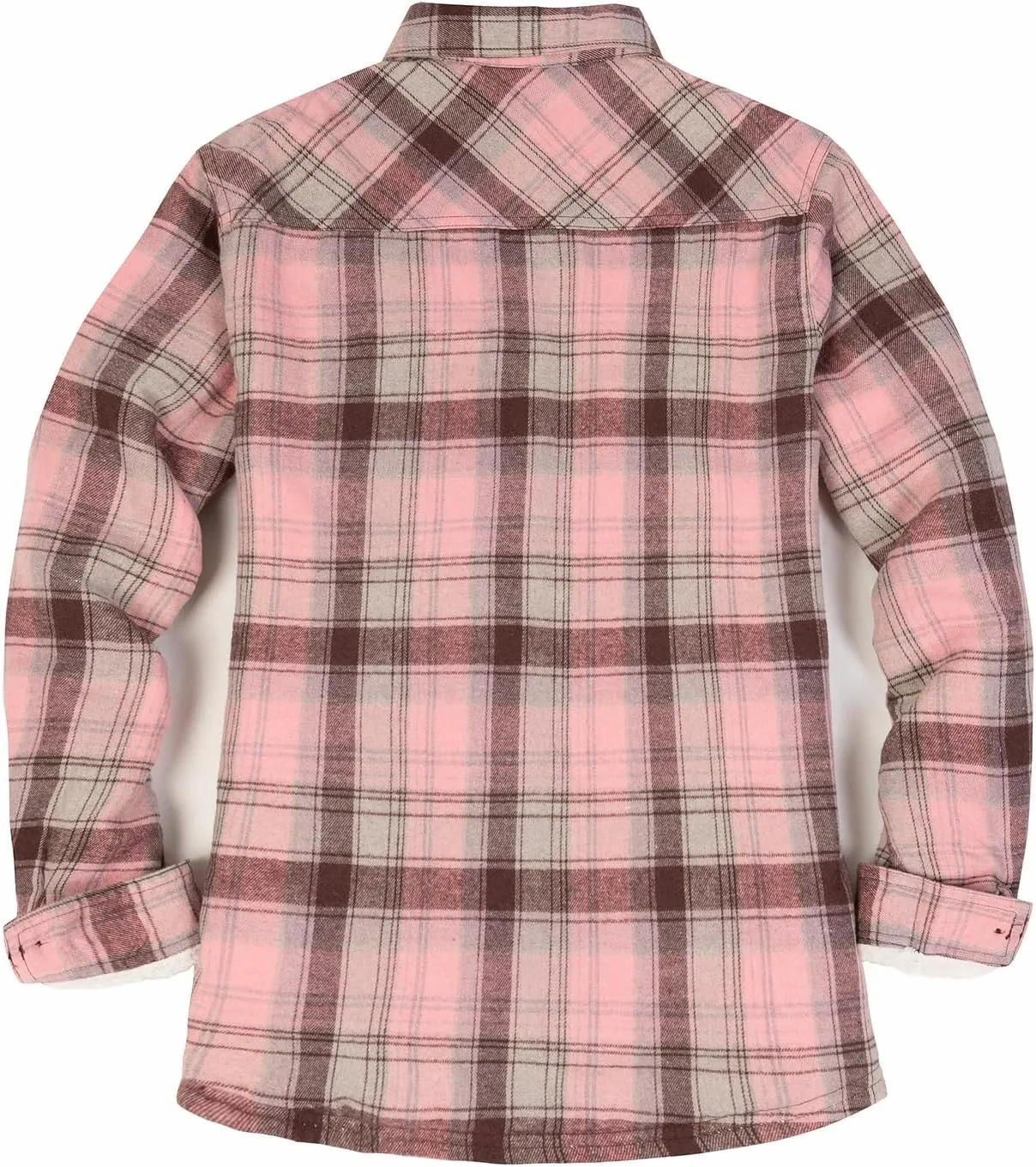 ThCreasa Womens Sherpa Lined Flannel Jacket with Hand Pockets, Plaid Button Down Fuzzy Shirt Jackets