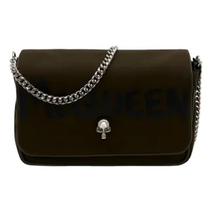 The Alexander McQueen Army Green Nylon Graffiti Skull Shoulder Bag